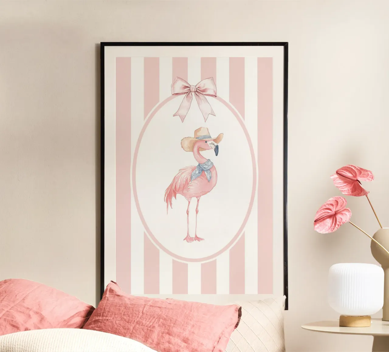 Flamenco con sombrero de vaquero poster de Jungle Joy Art