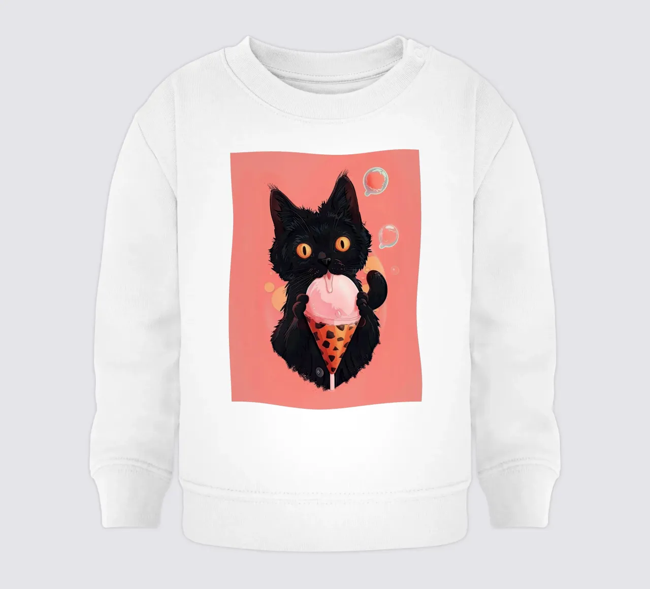 Gatto nero con gelato felpa neonato da DaarbyN