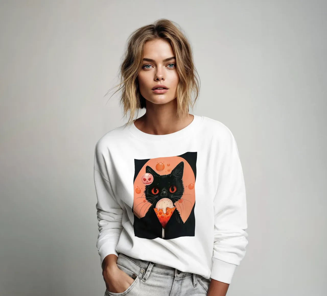 Mystical Cat and Floating Bubbles sweatshirt by DaarbyN