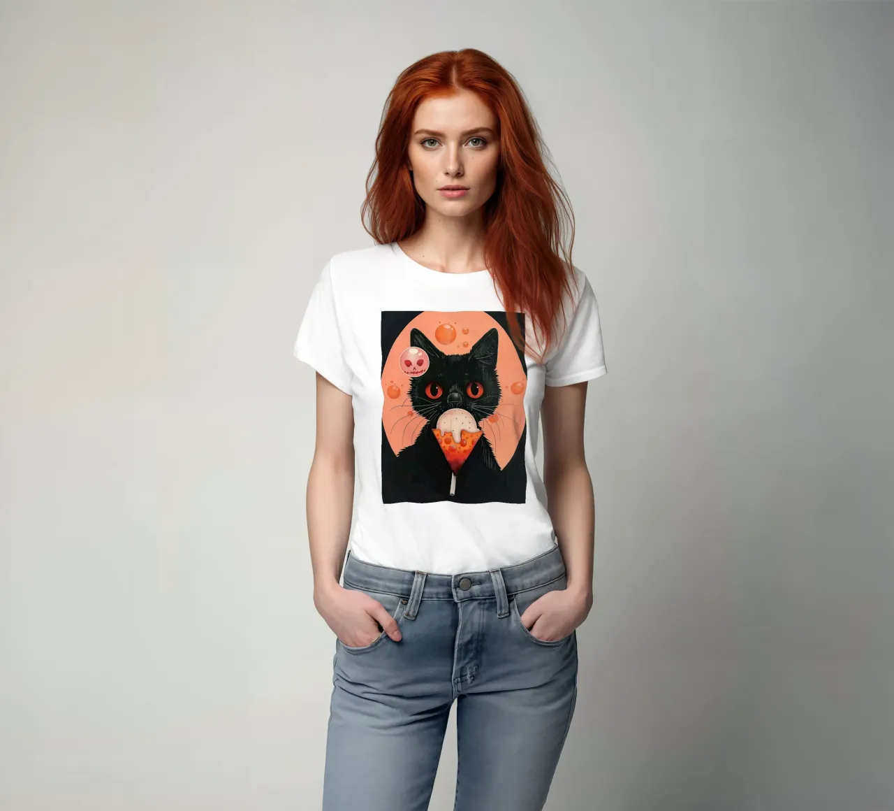 Mystical Cat and Floating Bubbles t-shirt by DaarbyN