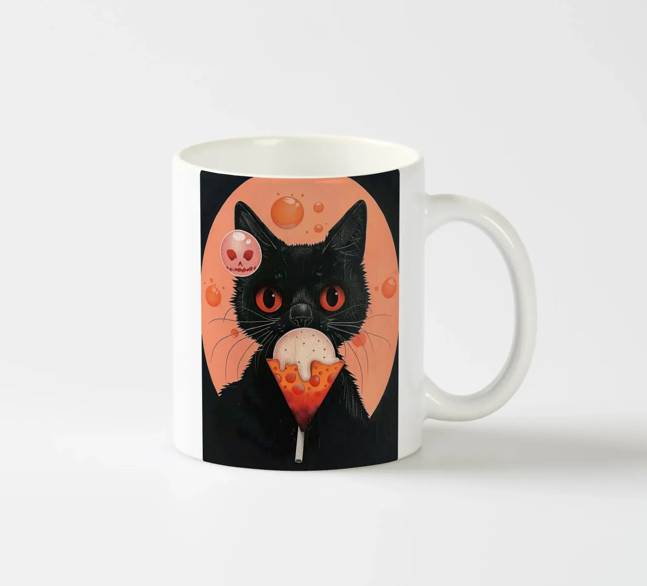 Mystical Cat and Floating Bubbles ceramic mug by DaarbyN