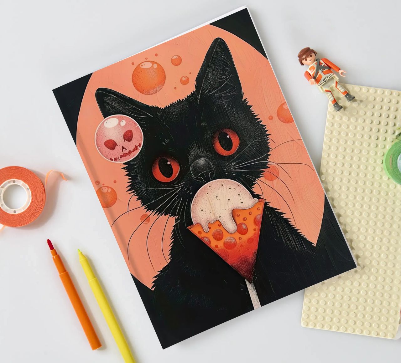 Mystical Cat and Floating Bubbles notebook by DaarbyN