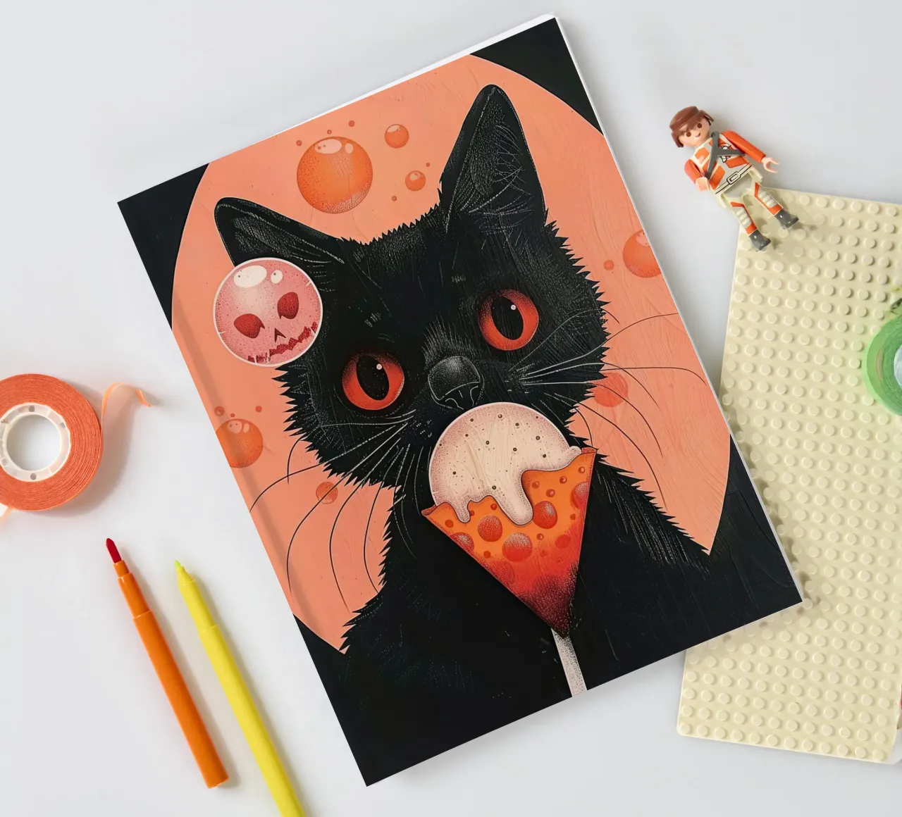 Mystical Cat and Floating Bubbles notebook by DaarbyN