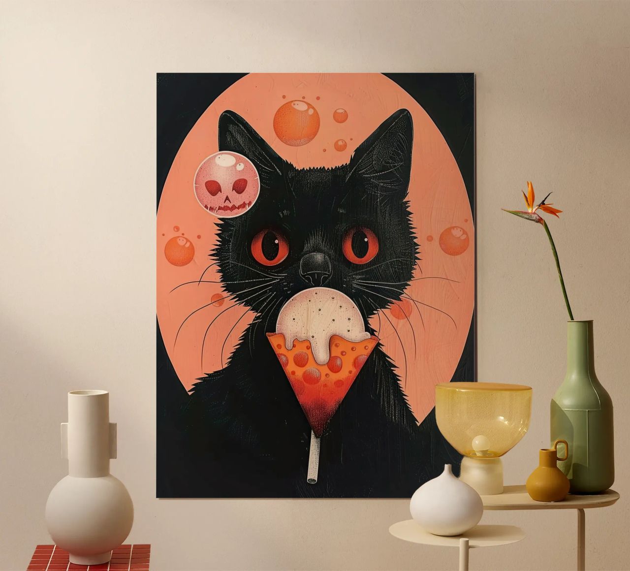 Mystical Cat and Floating Bubbles hahnemühle by DaarbyN