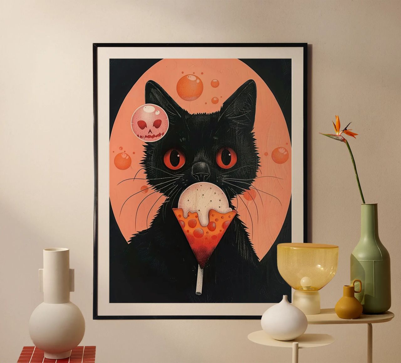 Mystical Cat and Floating Bubbles hahnemühle by DaarbyN