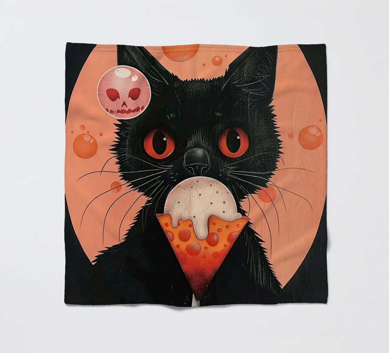 Mystical Cat and Floating Bubbles fleece blanket by DaarbyN