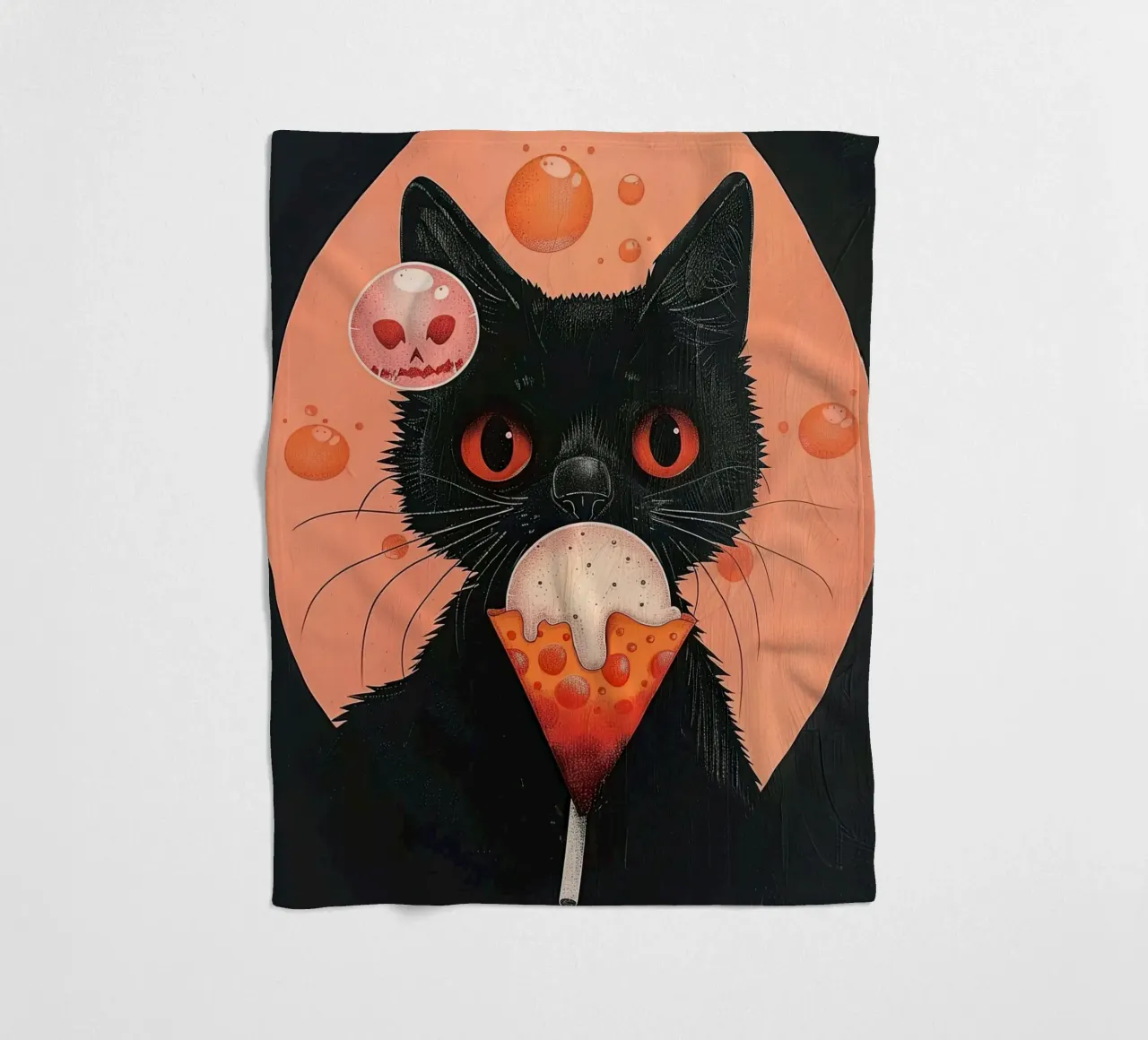 Mystical Cat and Floating Bubbles fleece blanket by DaarbyN
