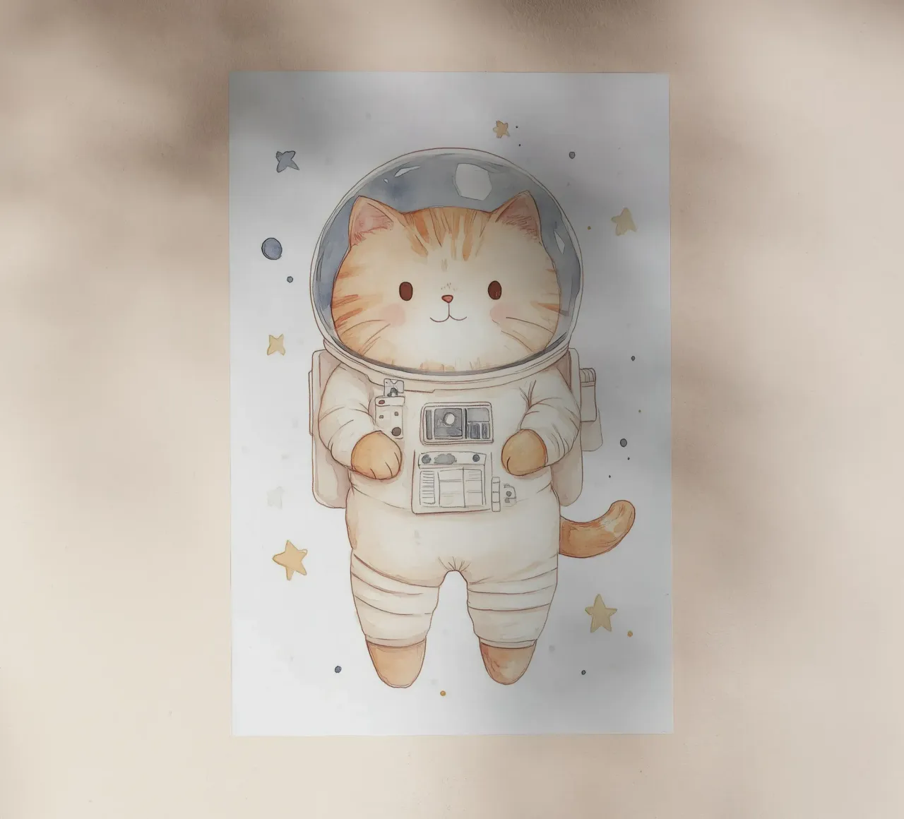 Gatto astronauta nello spazio pellicola backlit da Jungle Joy Art