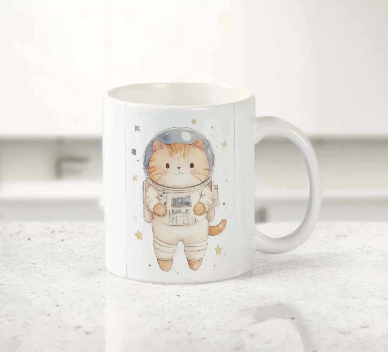 Cat Astronaut in Space ceramic mug by Jungle Joy Art