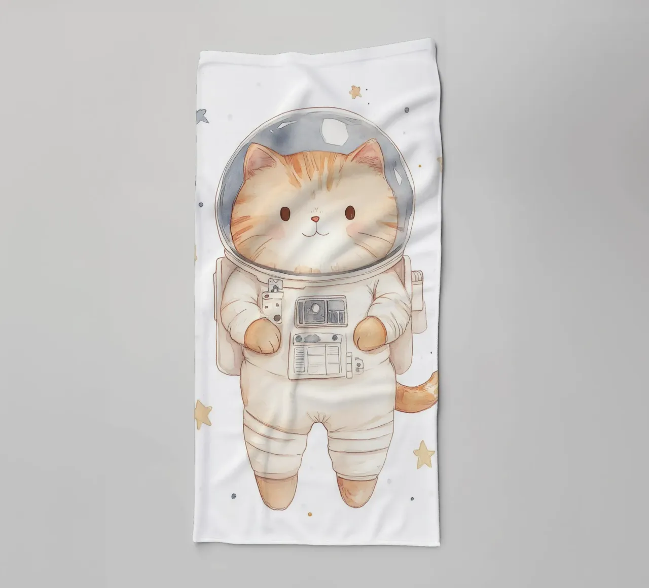 Cat Astronaut in Space towel by Jungle Joy Art