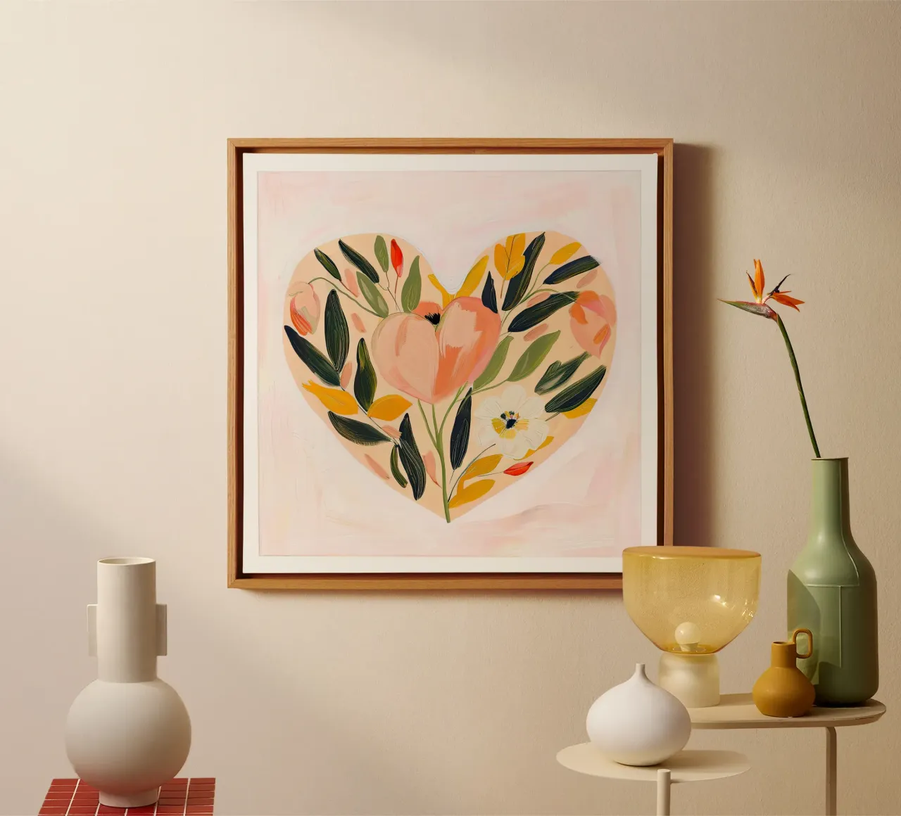 Bloemen Hart Bloei canvas met Baklijst van DaarbyN
