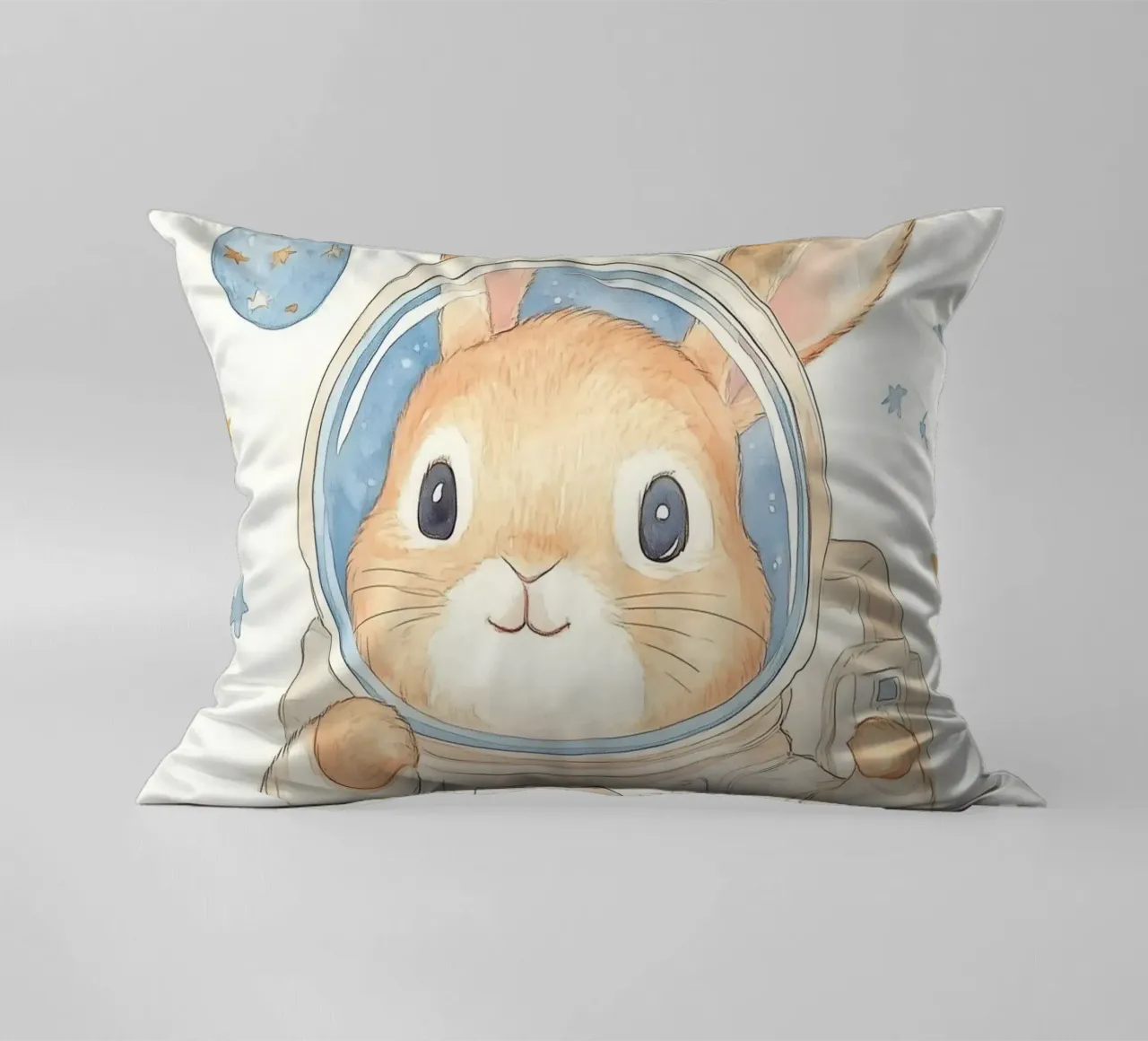 Coniglio astronauta nello spazio cuscino da Jungle Joy Art