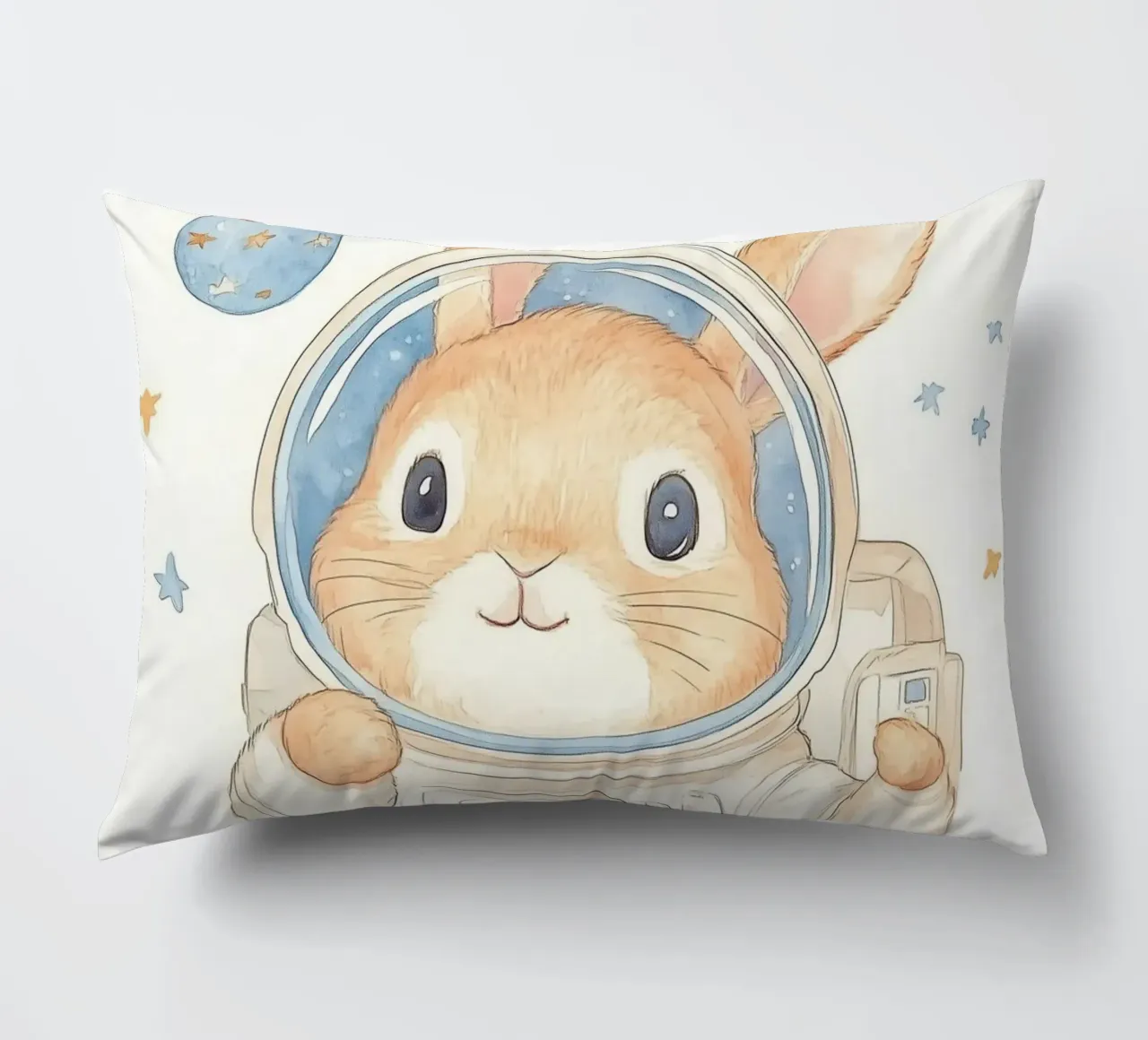 Coniglio astronauta nello spazio cuscino da Jungle Joy Art