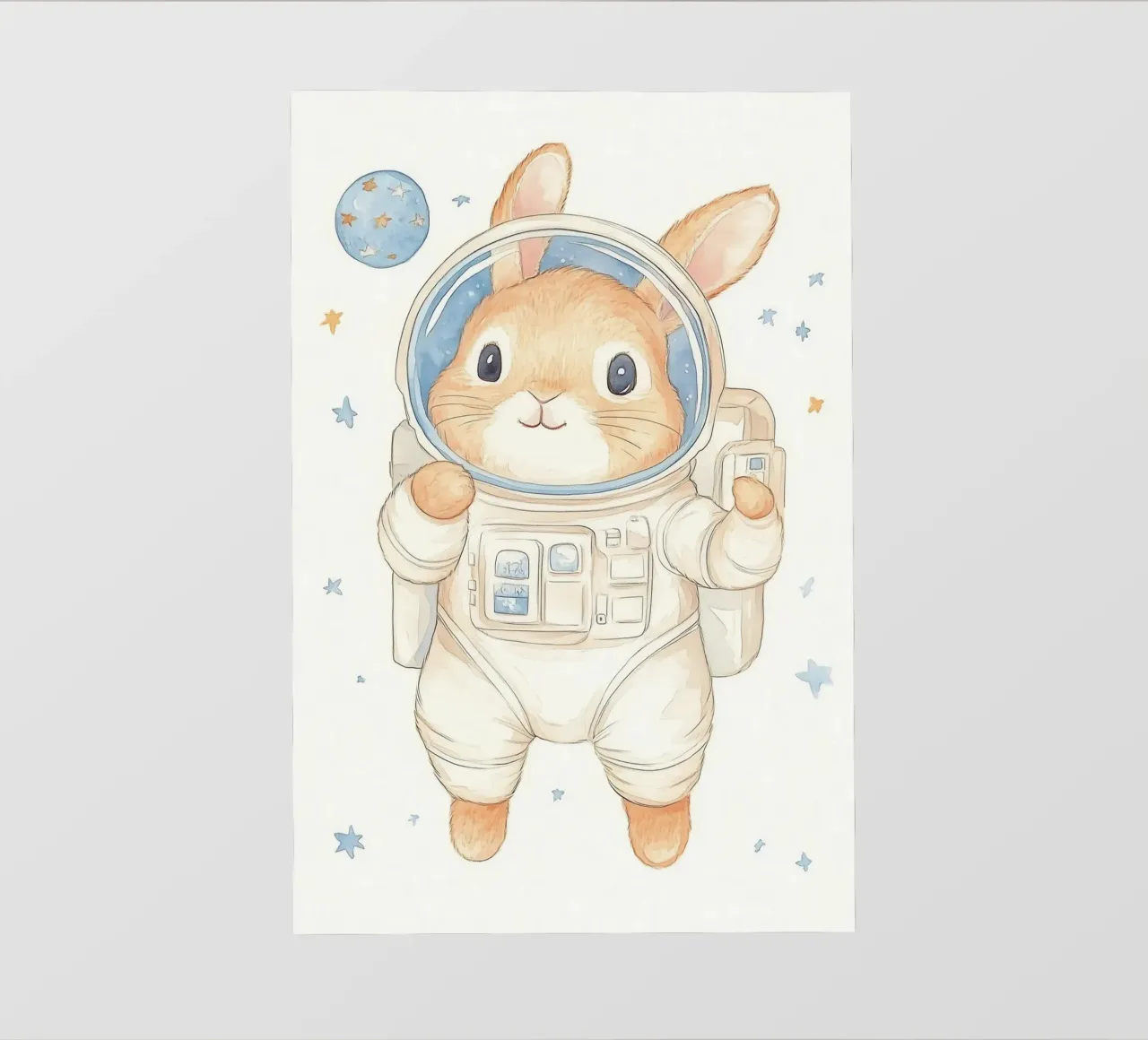 Coniglio astronauta nello spazio pellicola backlit da Jungle Joy Art