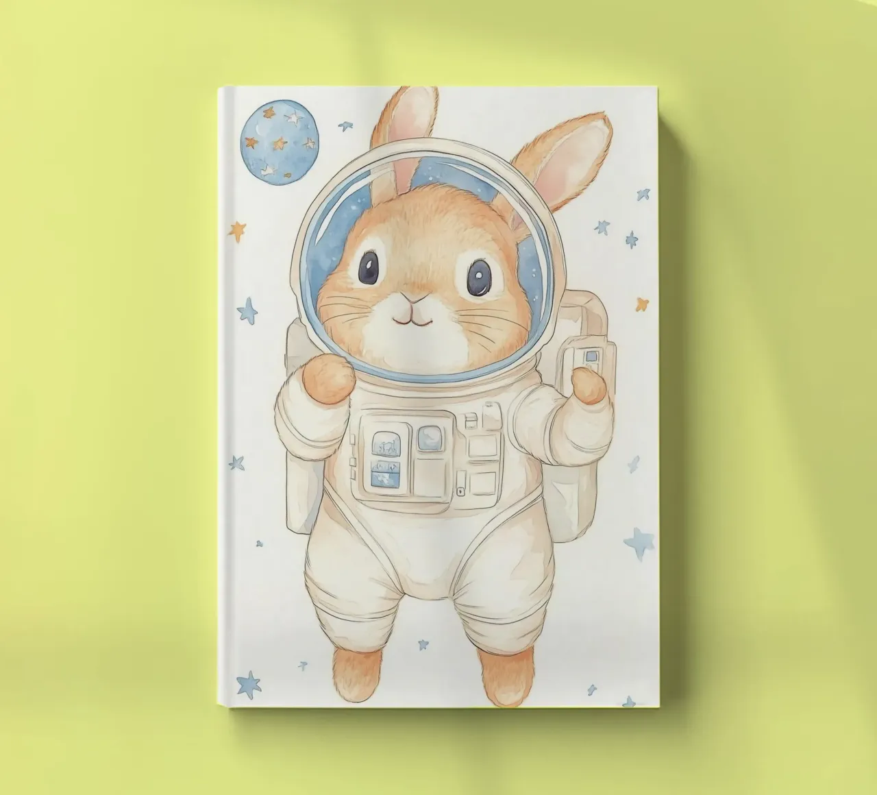 Rabbit Astronaut in Space notebook by Jungle Joy Art