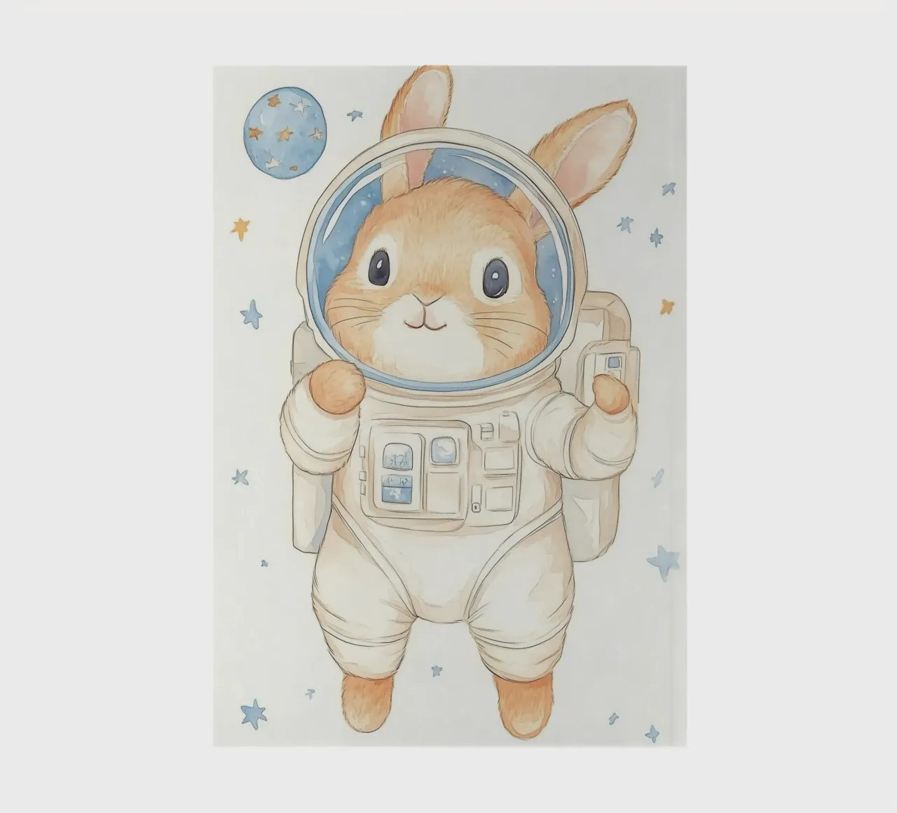 Rabbit Astronaut in Space notebook by Jungle Joy Art