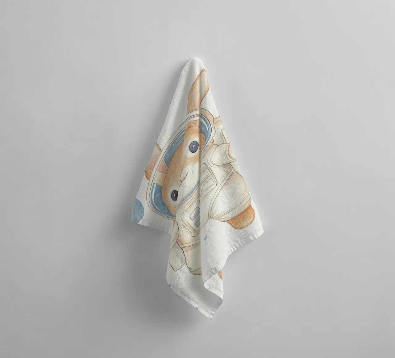 Coniglio astronauta nello spazio asciugamano da bagno da Jungle Joy Art