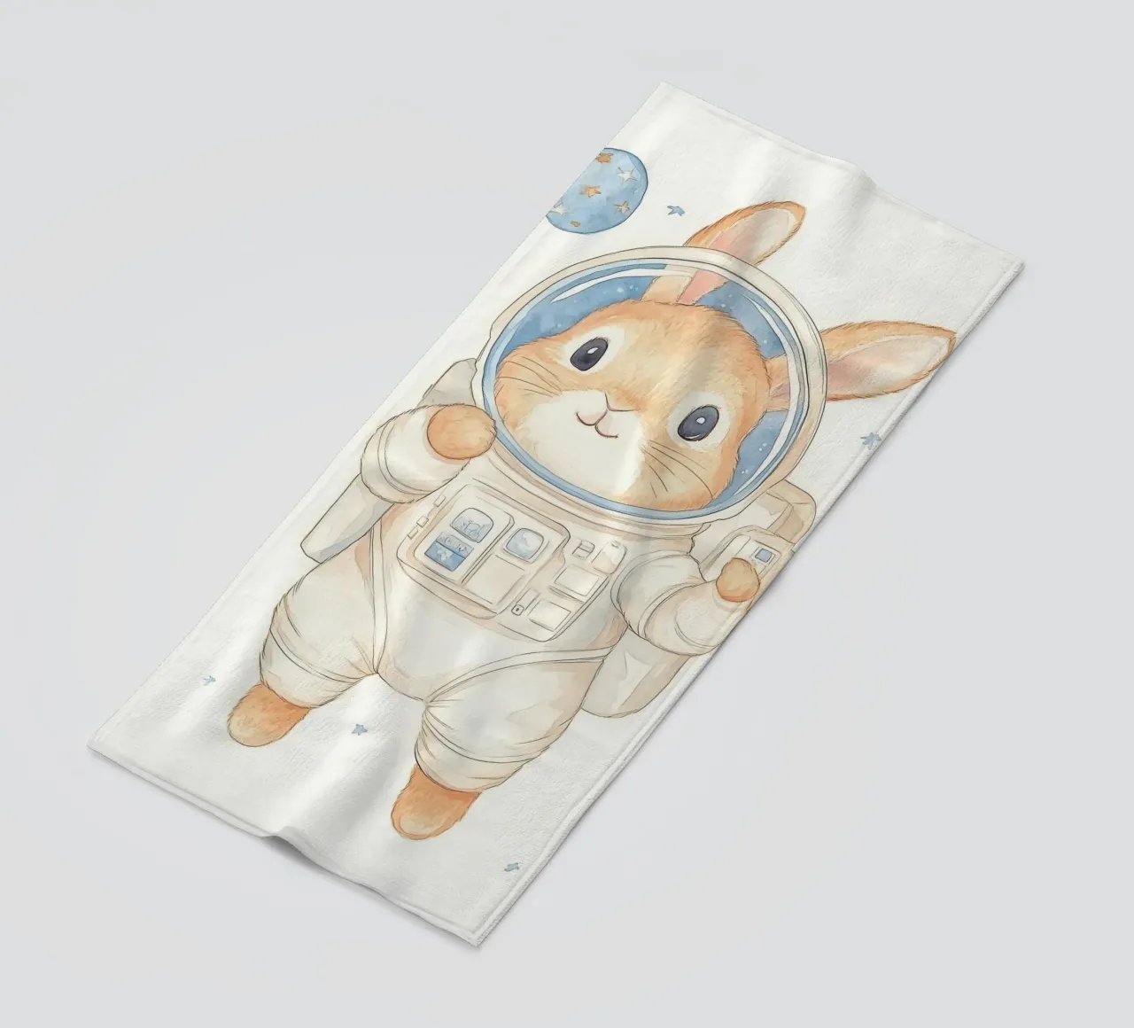 Coniglio astronauta nello spazio telo mare da Jungle Joy Art
