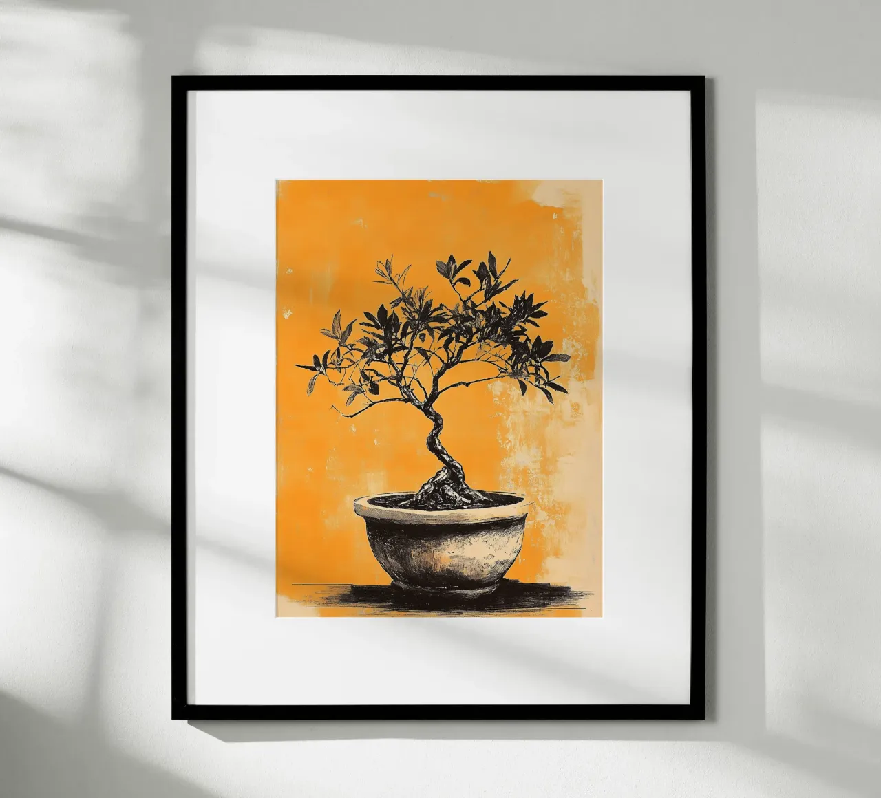 Bonsai on orange background poster by Flora & Horizon