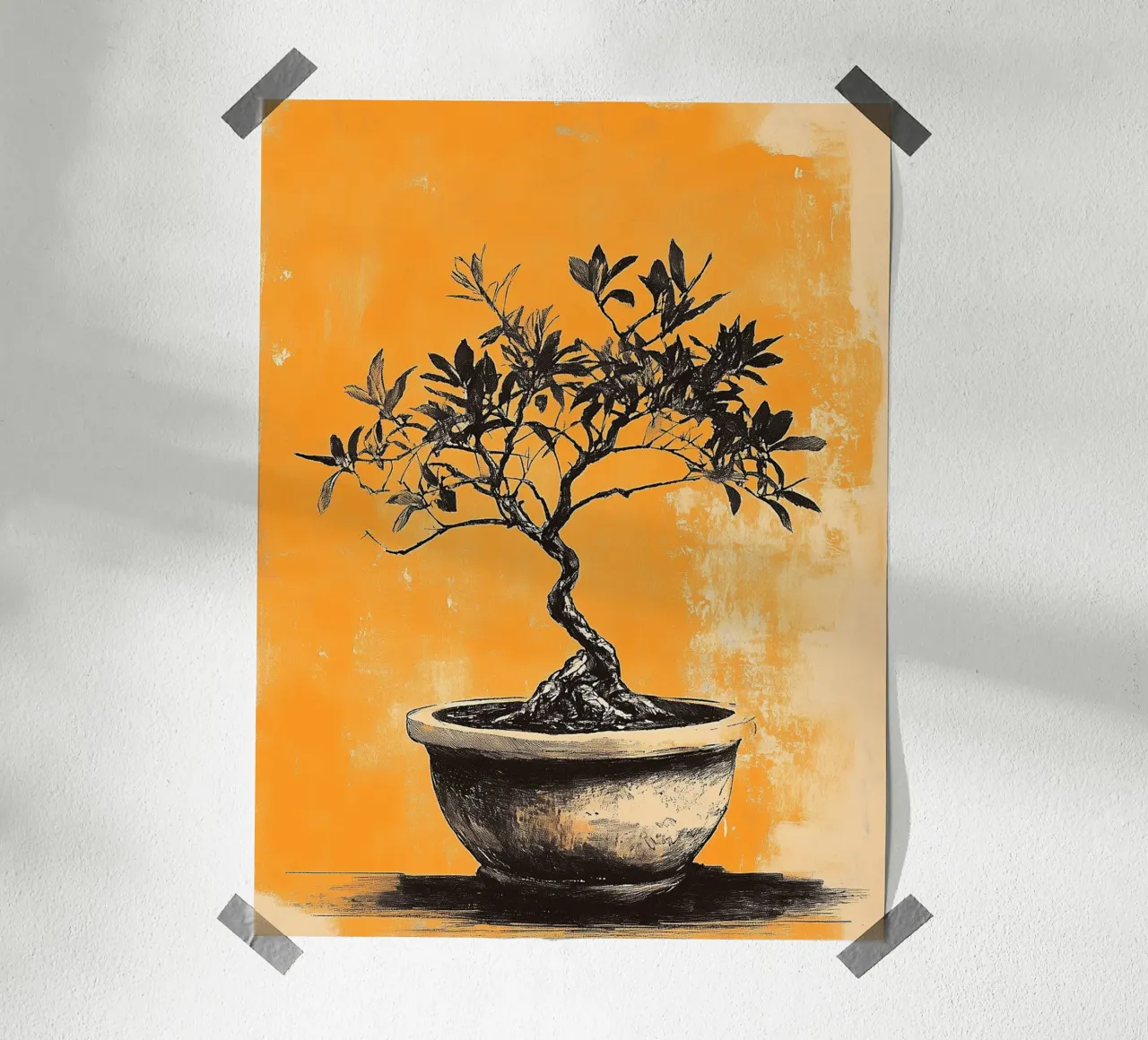 Bonsai on orange background poster by Flora & Horizon