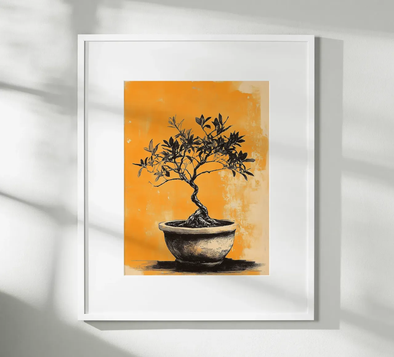 Bonsai on orange background poster by Flora & Horizon
