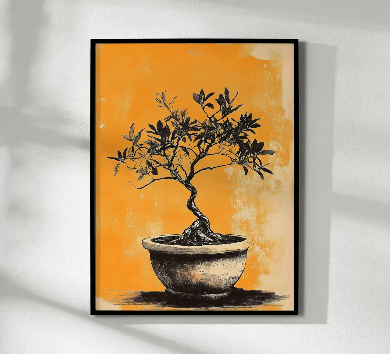 Bonsai on orange background poster by Flora & Horizon