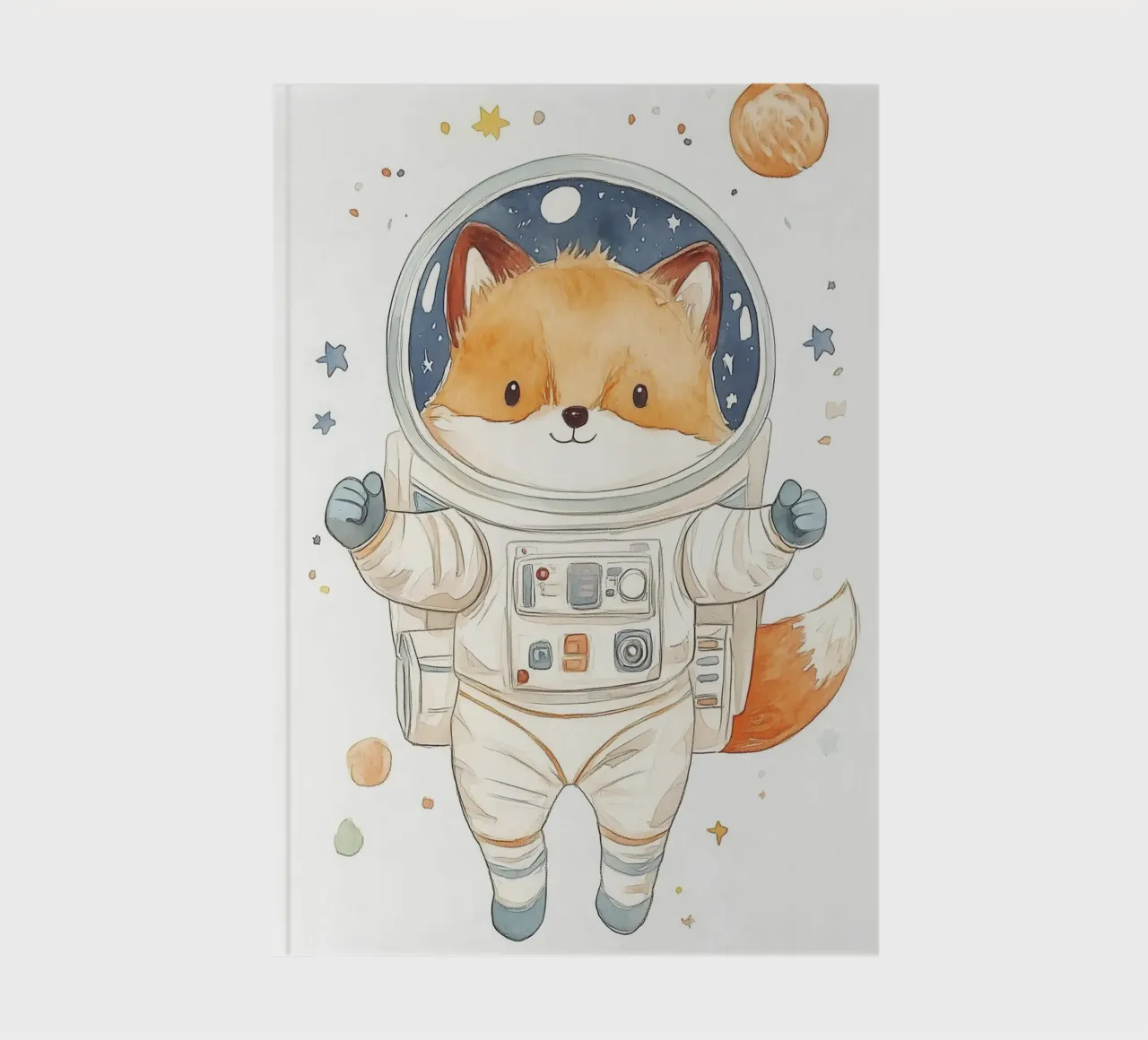 Fox Astronaut in Space notebook by Jungle Joy Art