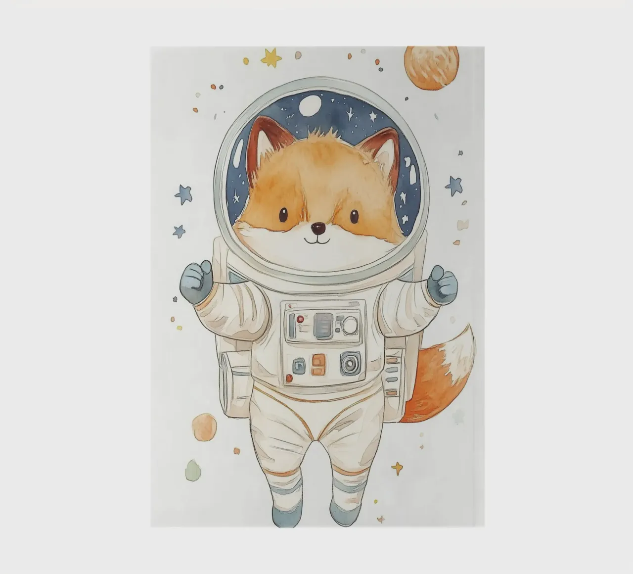 Fox Astronaut in Space notebook by Jungle Joy Art