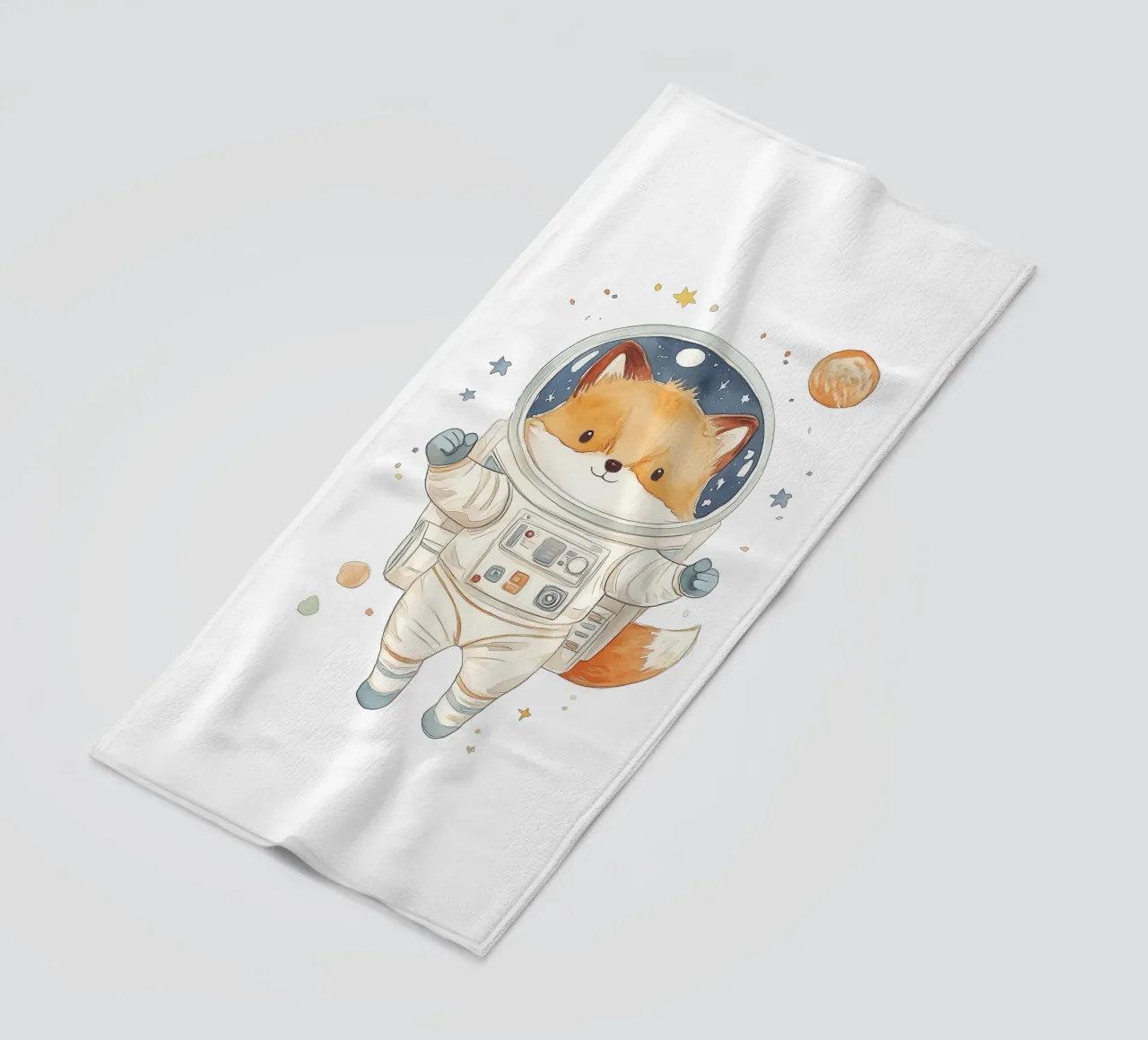Fox Astronauta nello spazio telo mare da Jungle Joy Art