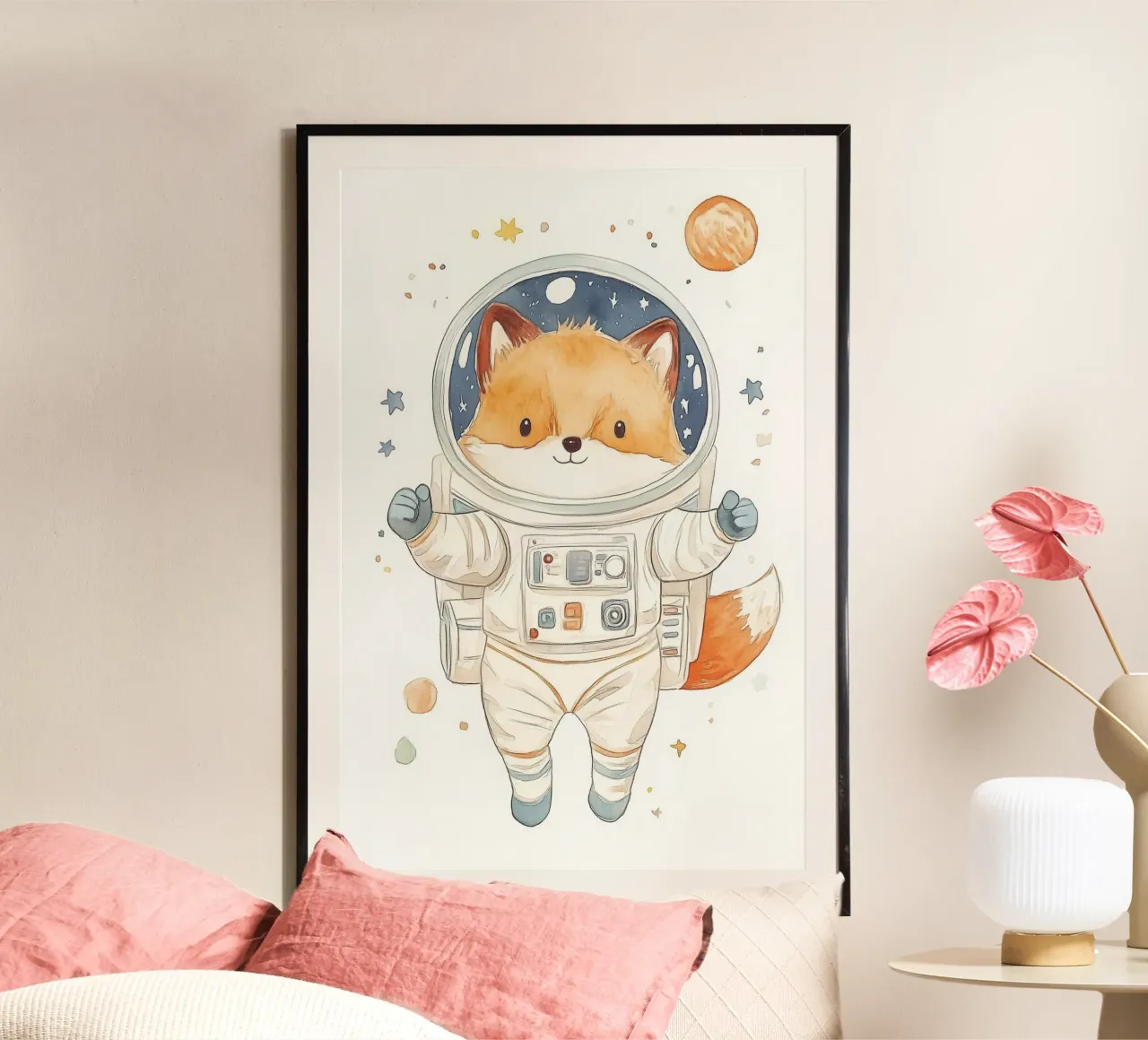 Fox Astronaut in Space hahnemühle by Jungle Joy Art