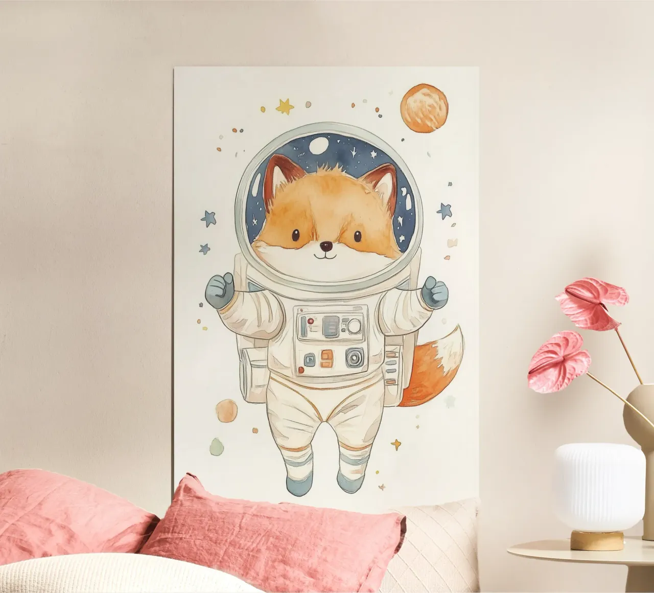 Fox Astronaut in Space hahnemühle by Jungle Joy Art