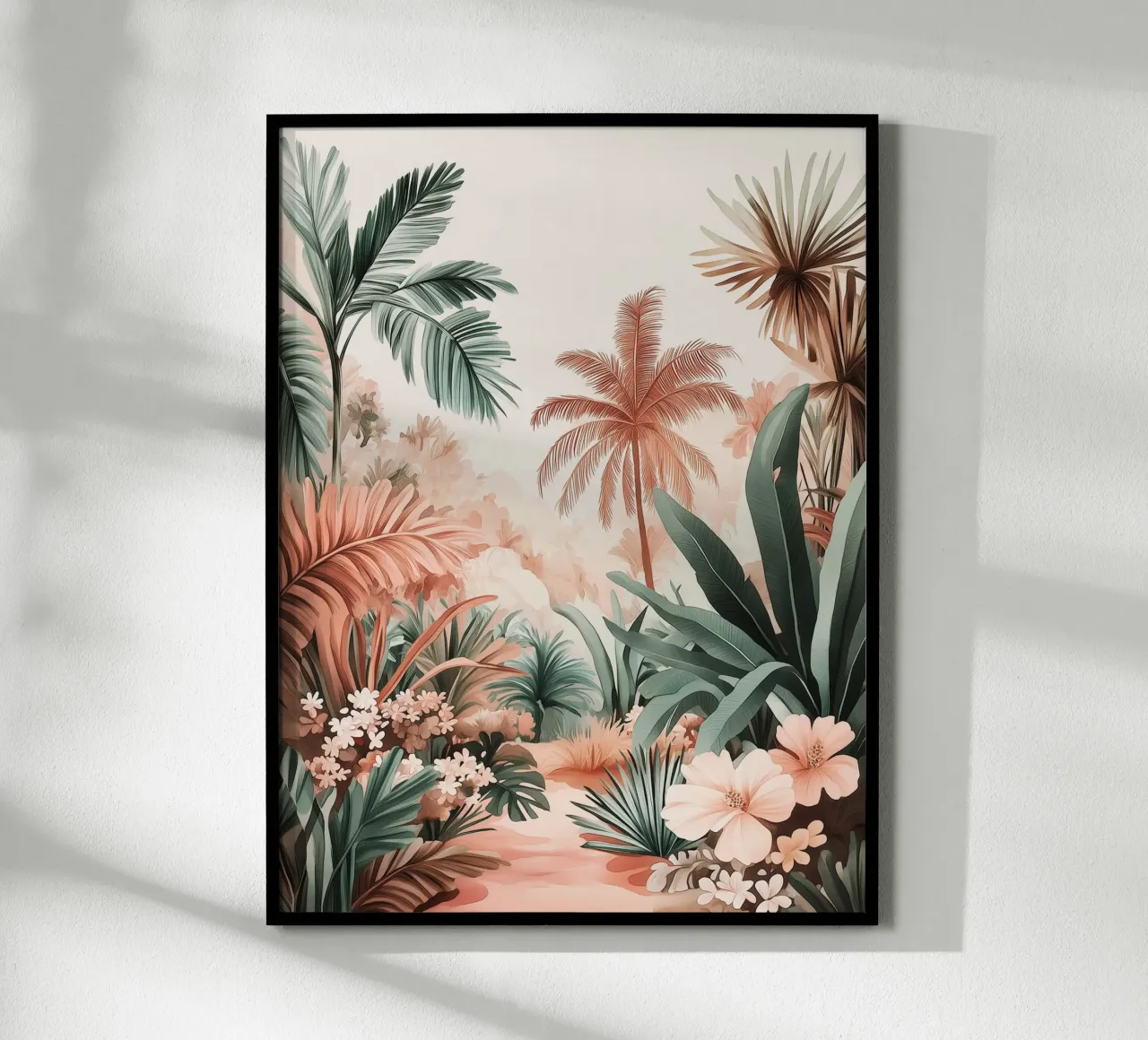 Palme e fiori esotici poster con telaio in alluminio da Flora & Horizon