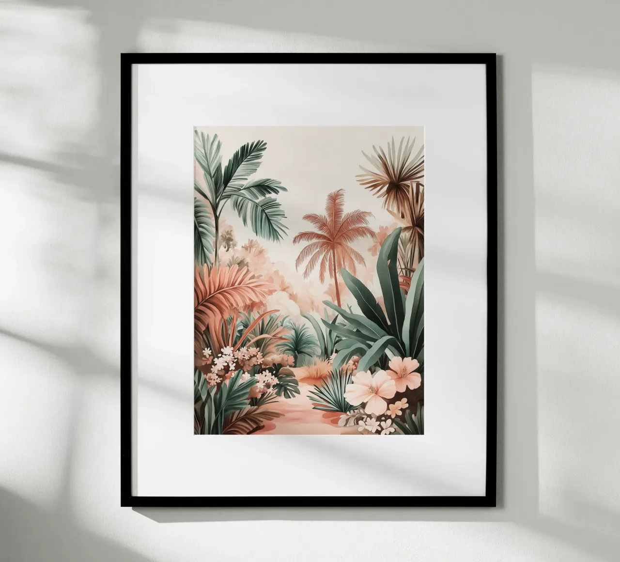 Palme e fiori esotici poster con telaio in alluminio da Flora & Horizon