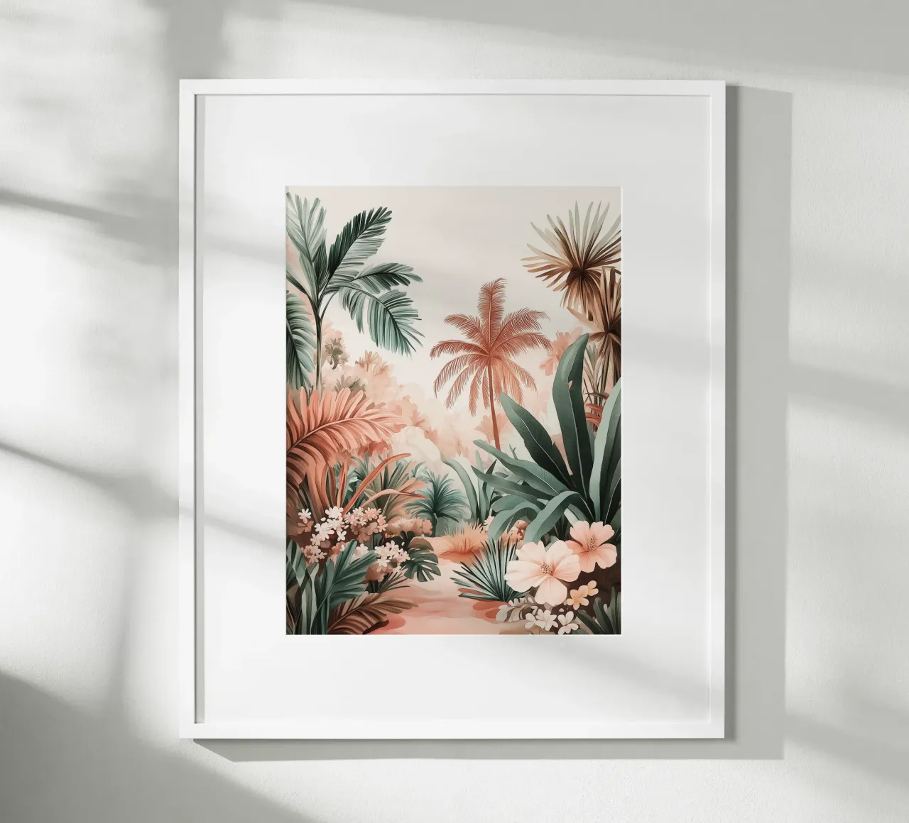 Palme e fiori esotici poster con telaio in alluminio da Flora & Horizon