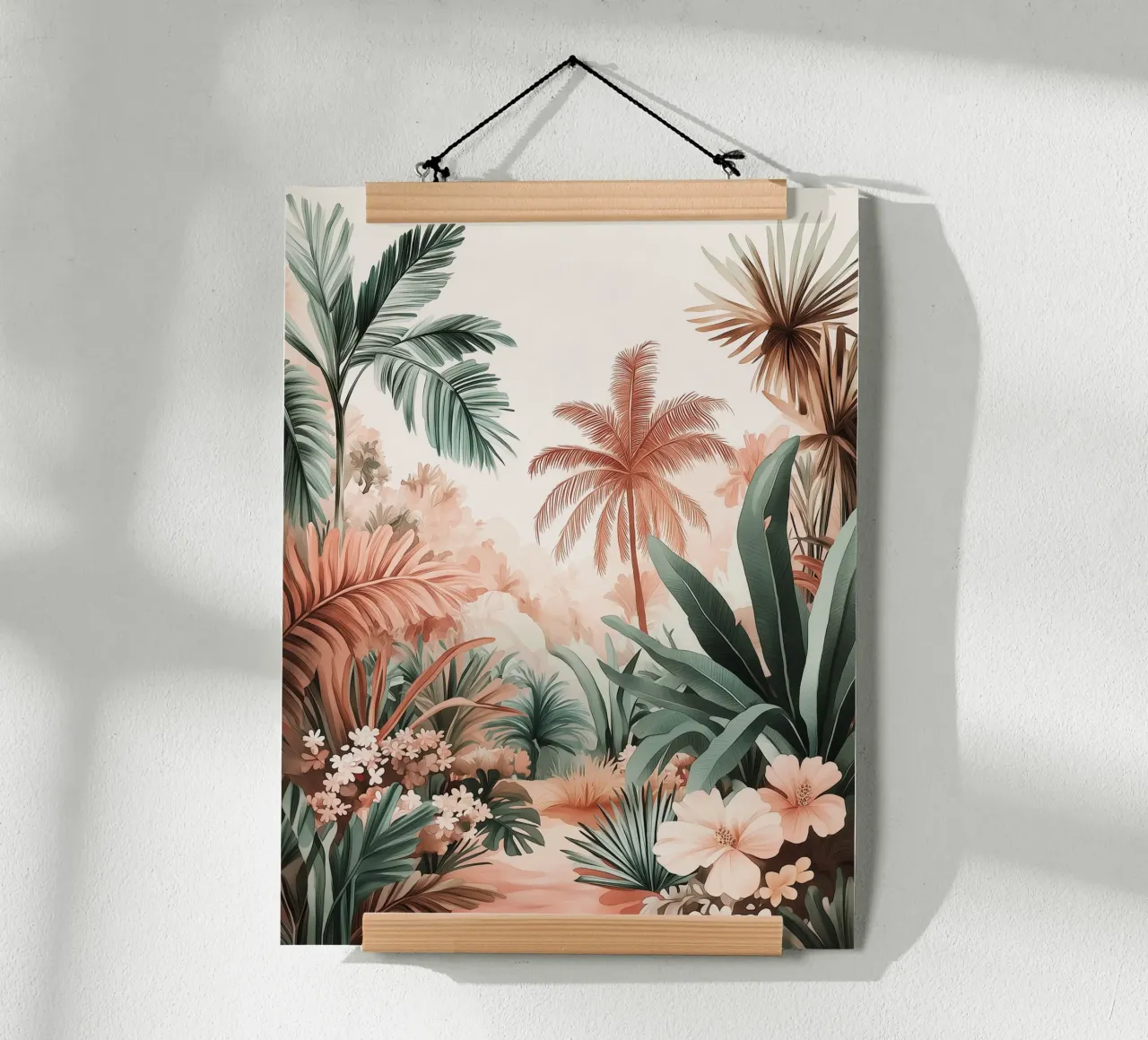 Palme e fiori esotici poster con telaio in alluminio da Flora & Horizon
