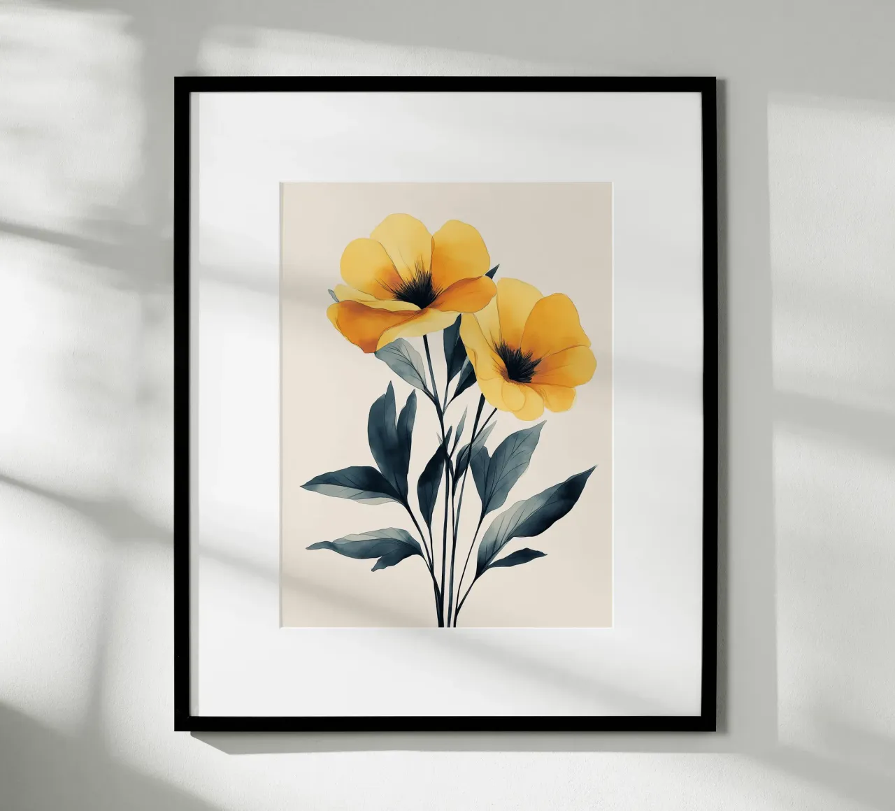 Fiori gialli su sfondo chiaro poster da Flora & Horizon