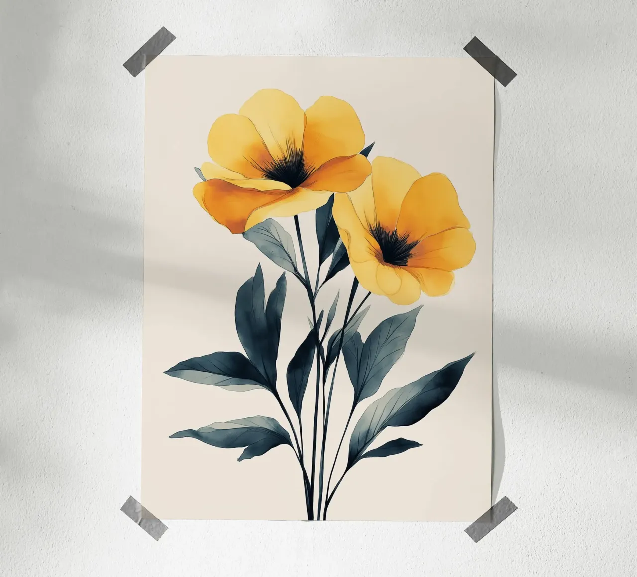 Fiori gialli su sfondo chiaro poster da Flora & Horizon