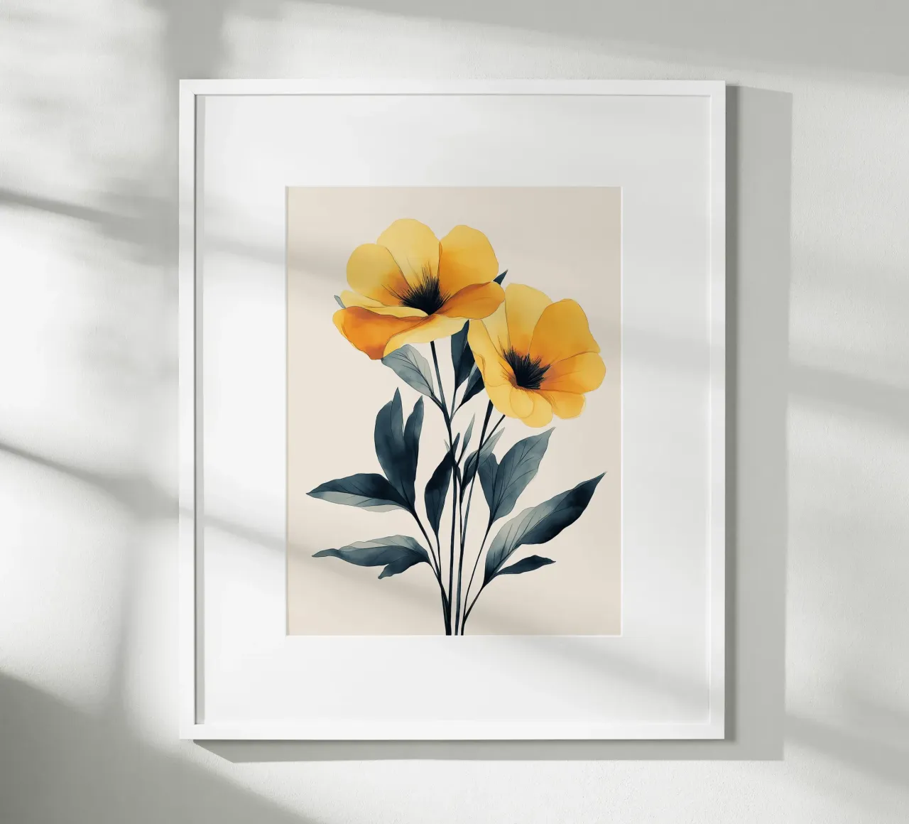 Fiori gialli su sfondo chiaro poster da Flora & Horizon