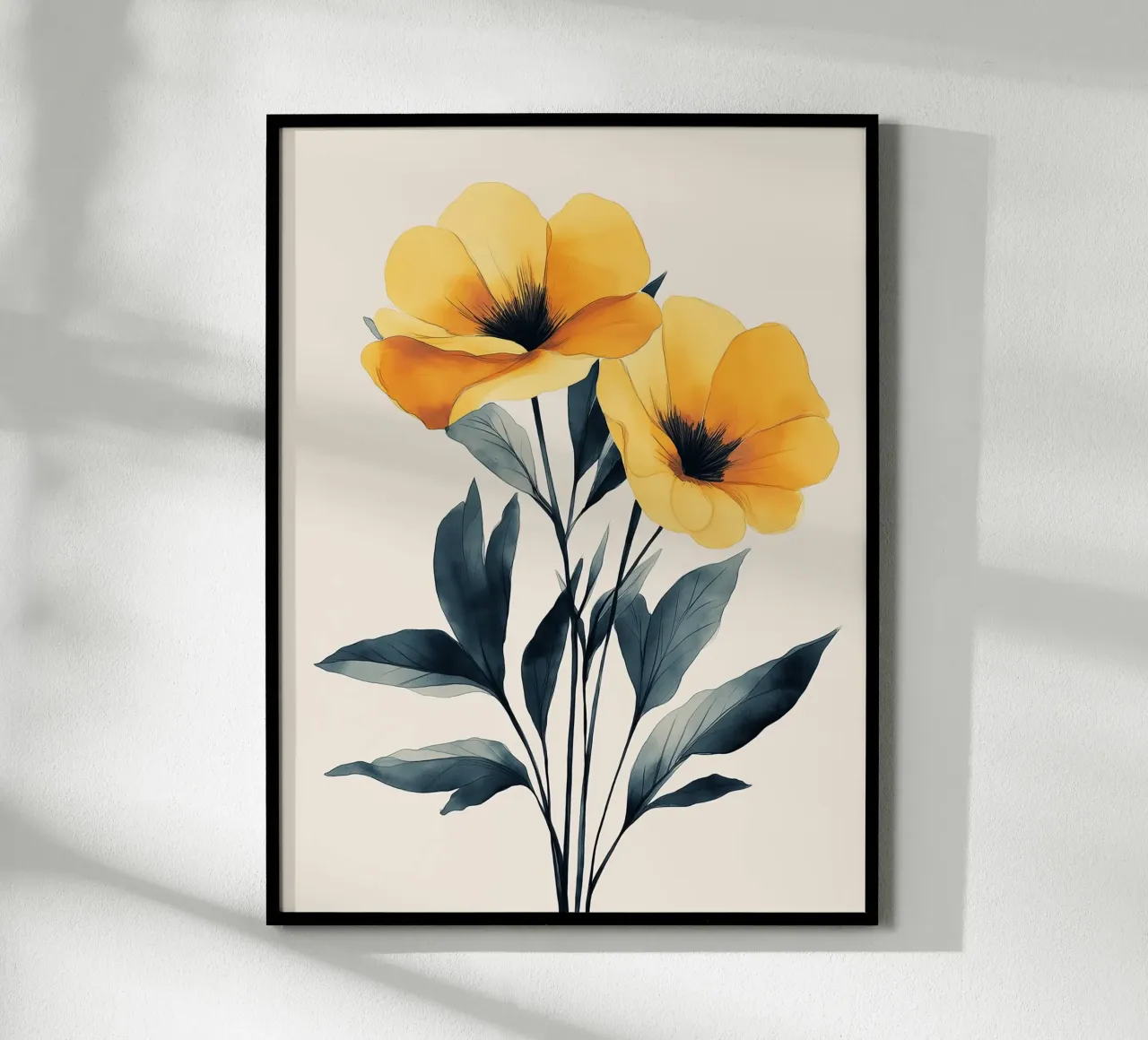 Fiori gialli su sfondo chiaro poster da Flora & Horizon
