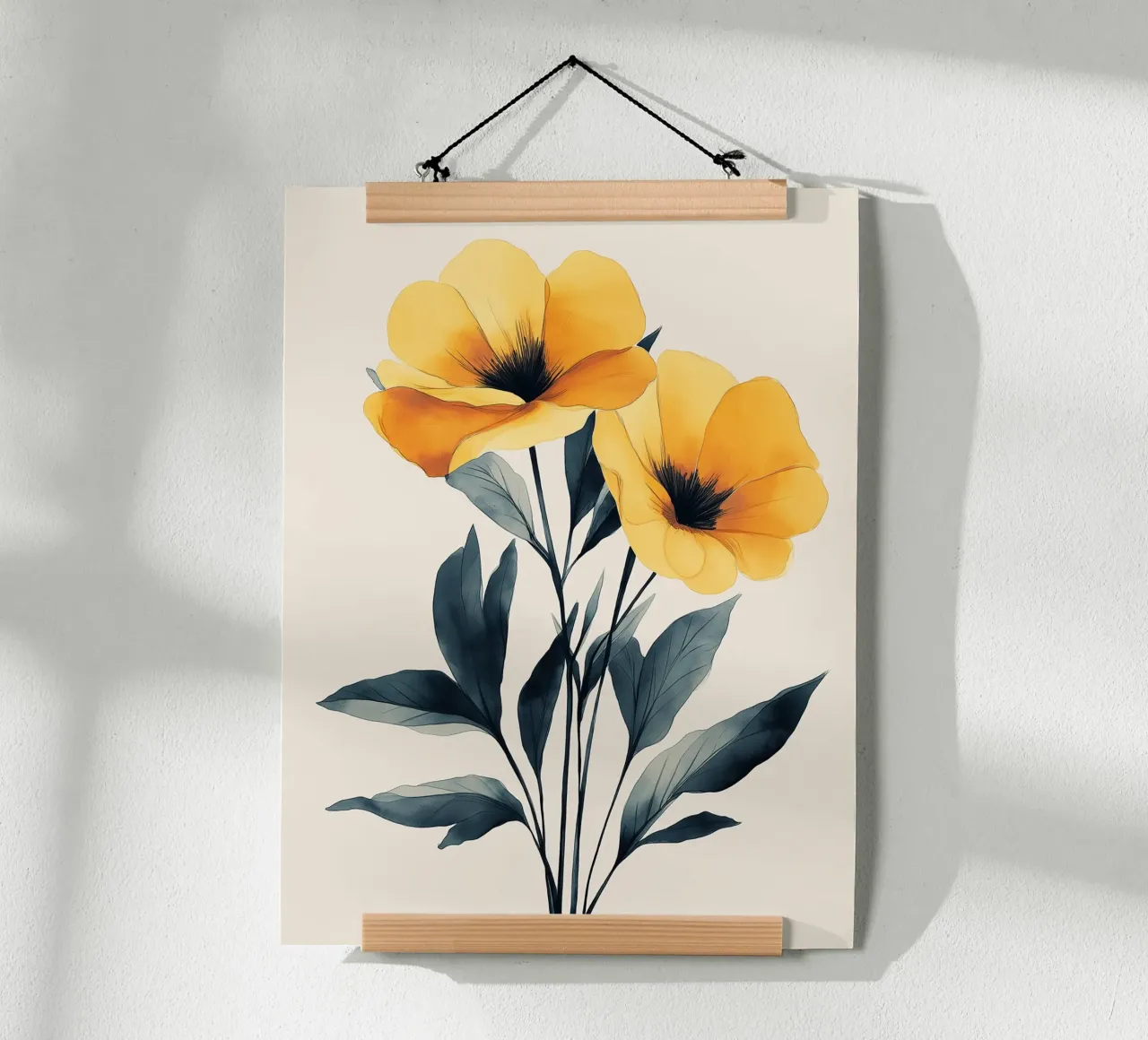 Fiori gialli su sfondo chiaro poster da Flora & Horizon