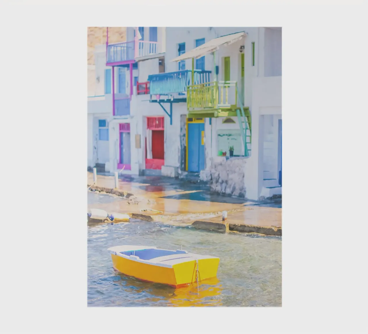 Milos, Greece I Yellow boat in the fishing port village of Klima notebook by Julie Travel Photography
