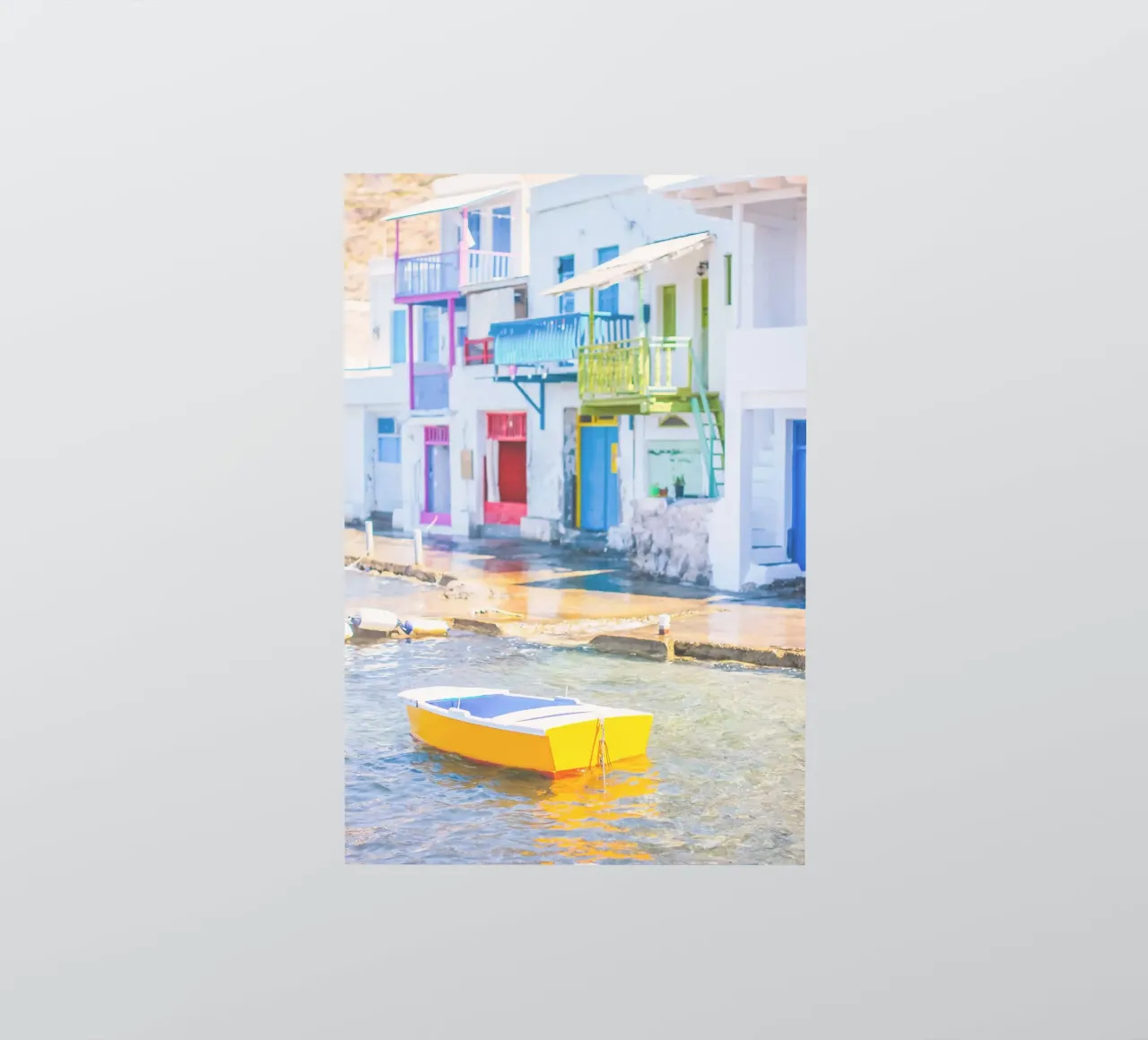 Milos, Griechenland I Gelbes Boot im Fischerhafen Dorf Klima Sticker von Julie Travel Photography