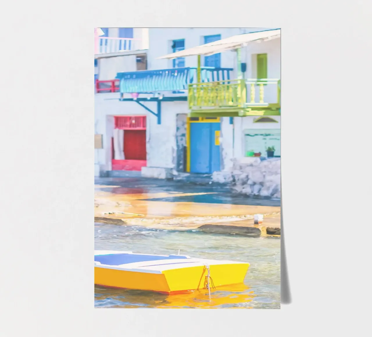 Milos, Greece I Yellow boat in the fishing port village of Klima sticker sheet by Julie Travel Photography