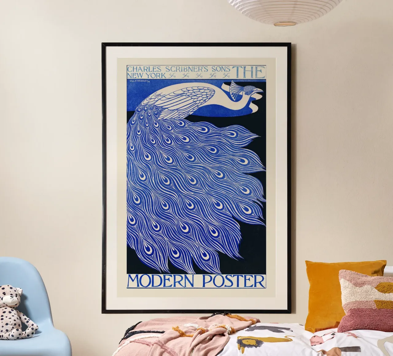 Bradley Will - Pfau blau poster con telaio in legno da Old Masters