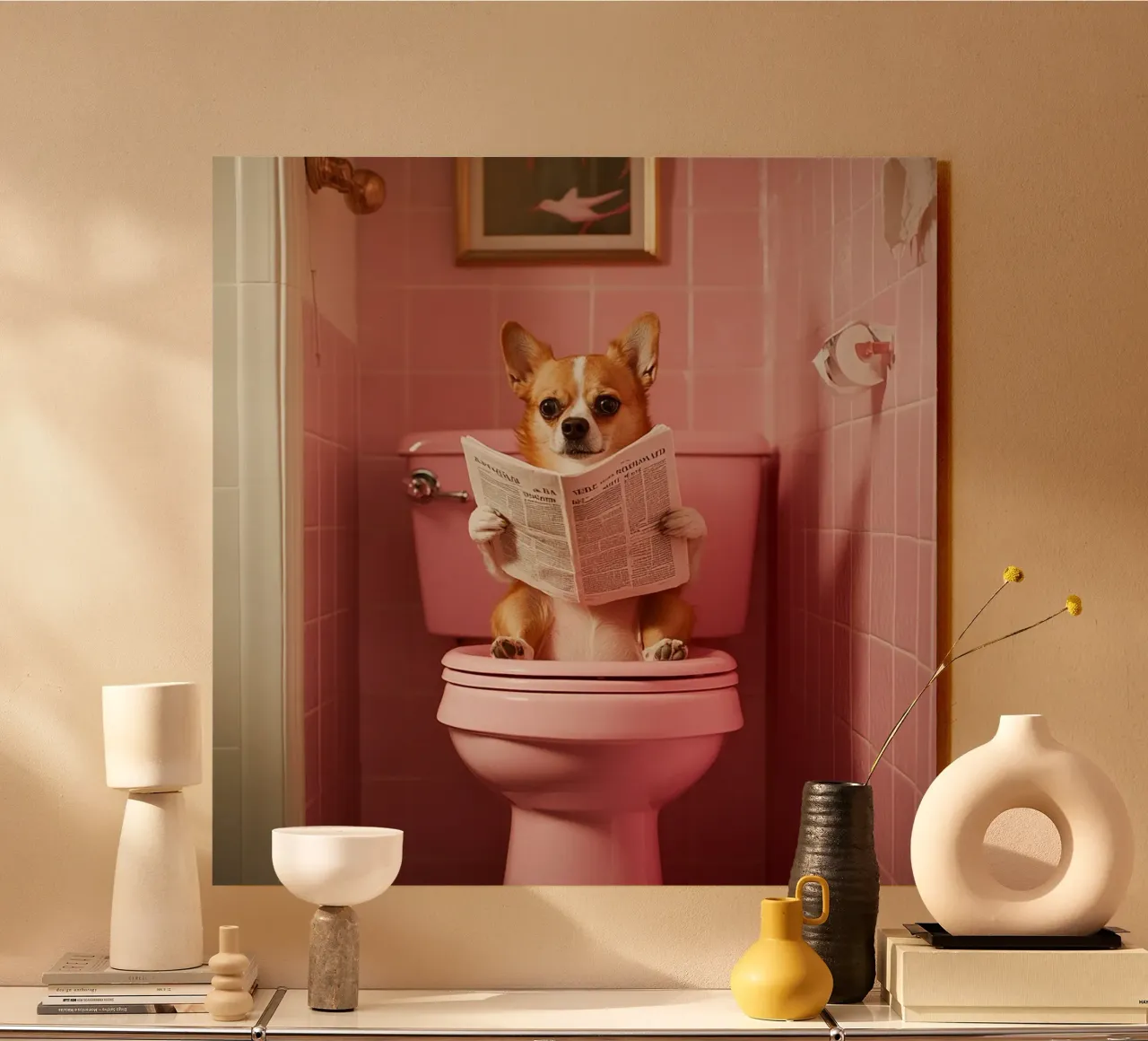 Hund liest Zeitung alluminio dibond da NORDLICHT DESIGNS