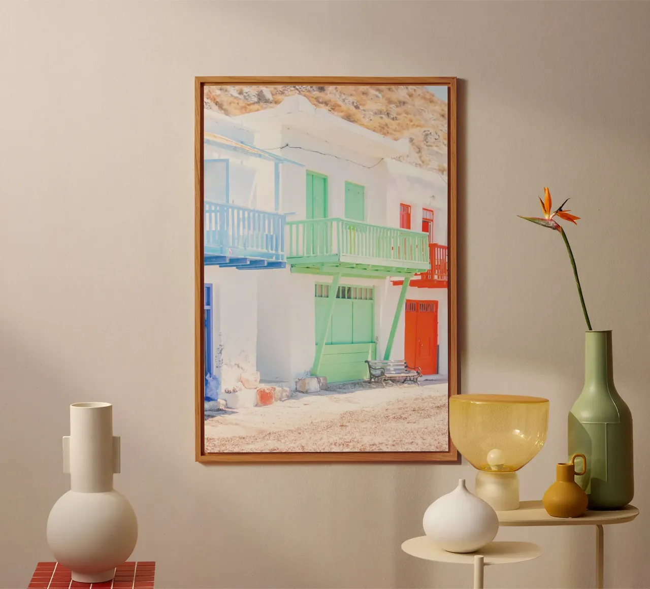 Milos, Greece I Architecture of fishing village houses alu-dibond by Julie Travel Photography