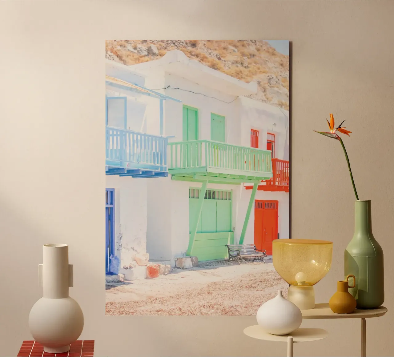 Milos, Greece I Architecture of fishing village houses alu-dibond by Julie Travel Photography