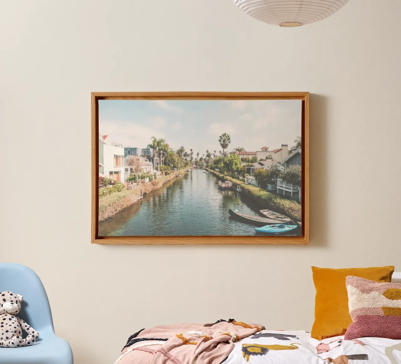 Los Angeles, VS I Venice beach kanaal met retro-esthetiek canvas met Baklijst van Julie Travel Photography