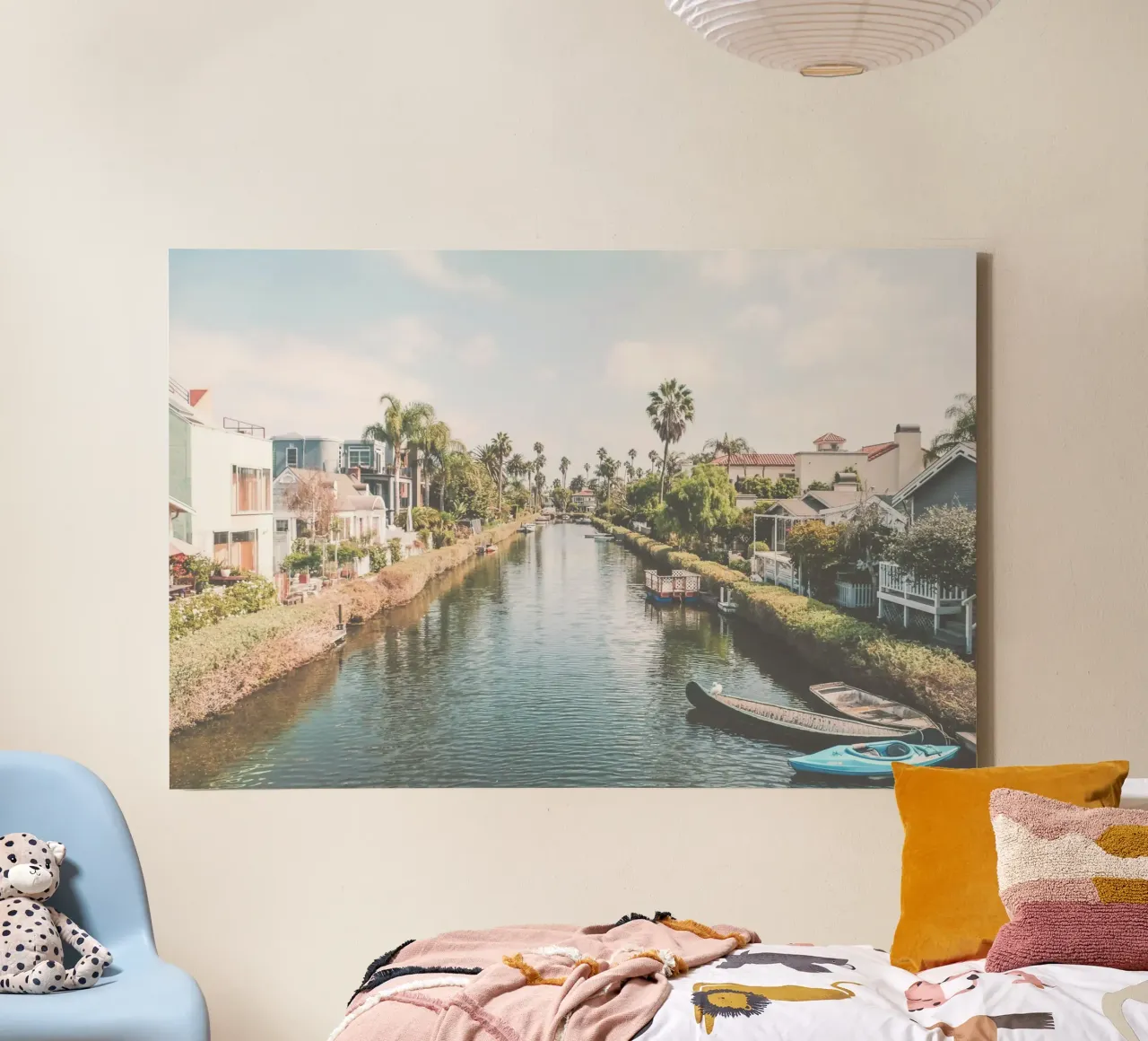 Los Angeles, VS I Venice beach kanaal met retro-esthetiek canvas met Baklijst van Julie Travel Photography