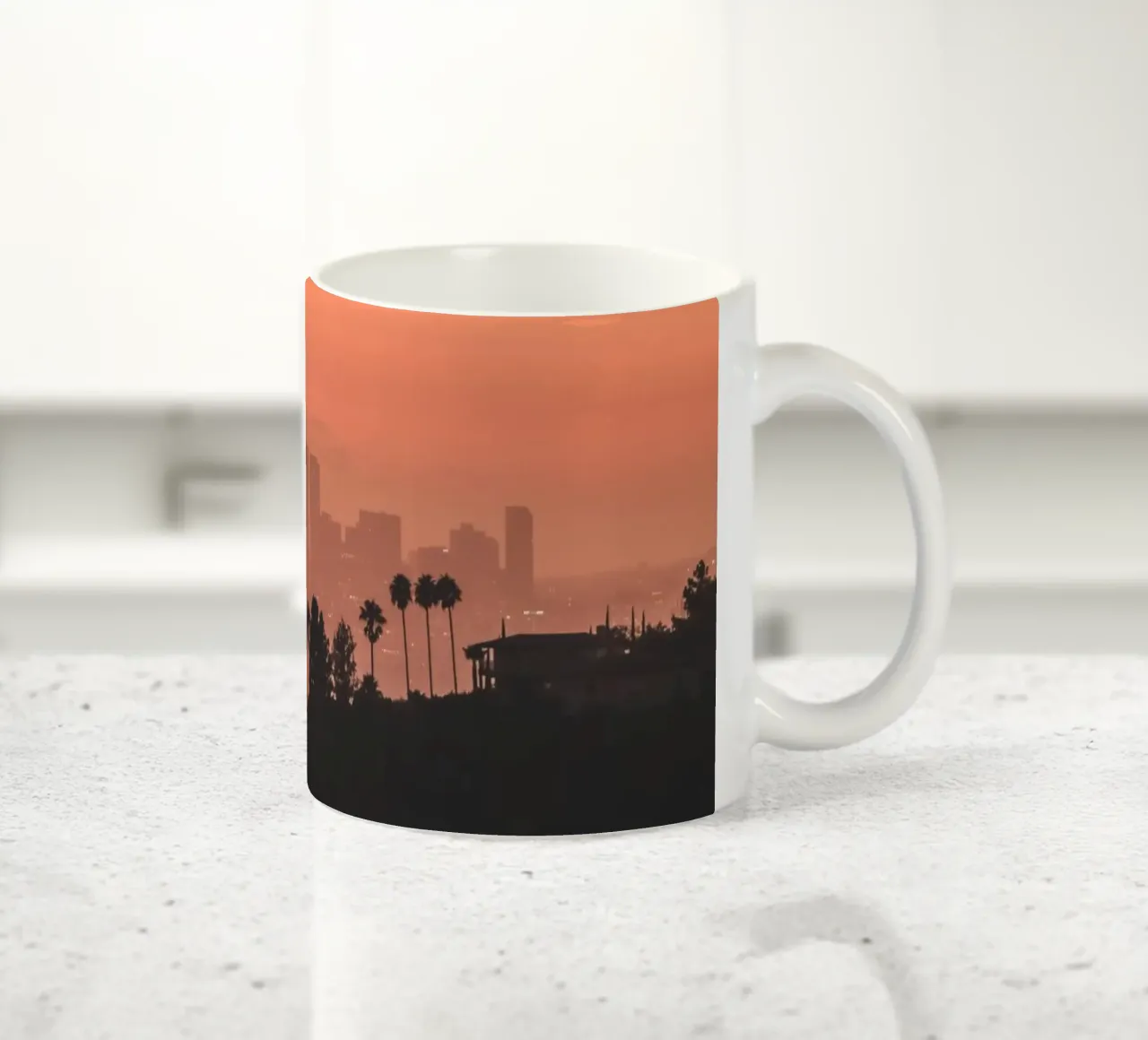 Los Angeles, USA I Sunset over the Los Angeles skyline ceramic mug by Julie Travel Photography